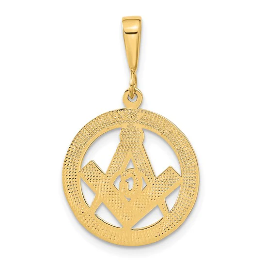 Dije de Símbolo Masónico en Oro Amarillo de 10K (Pulido y Texturizado) - Image 4