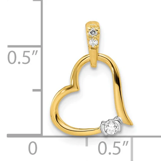 Colgante de Corazón con Diamante en Oro de 14K Bicolor Pulido - Image 4