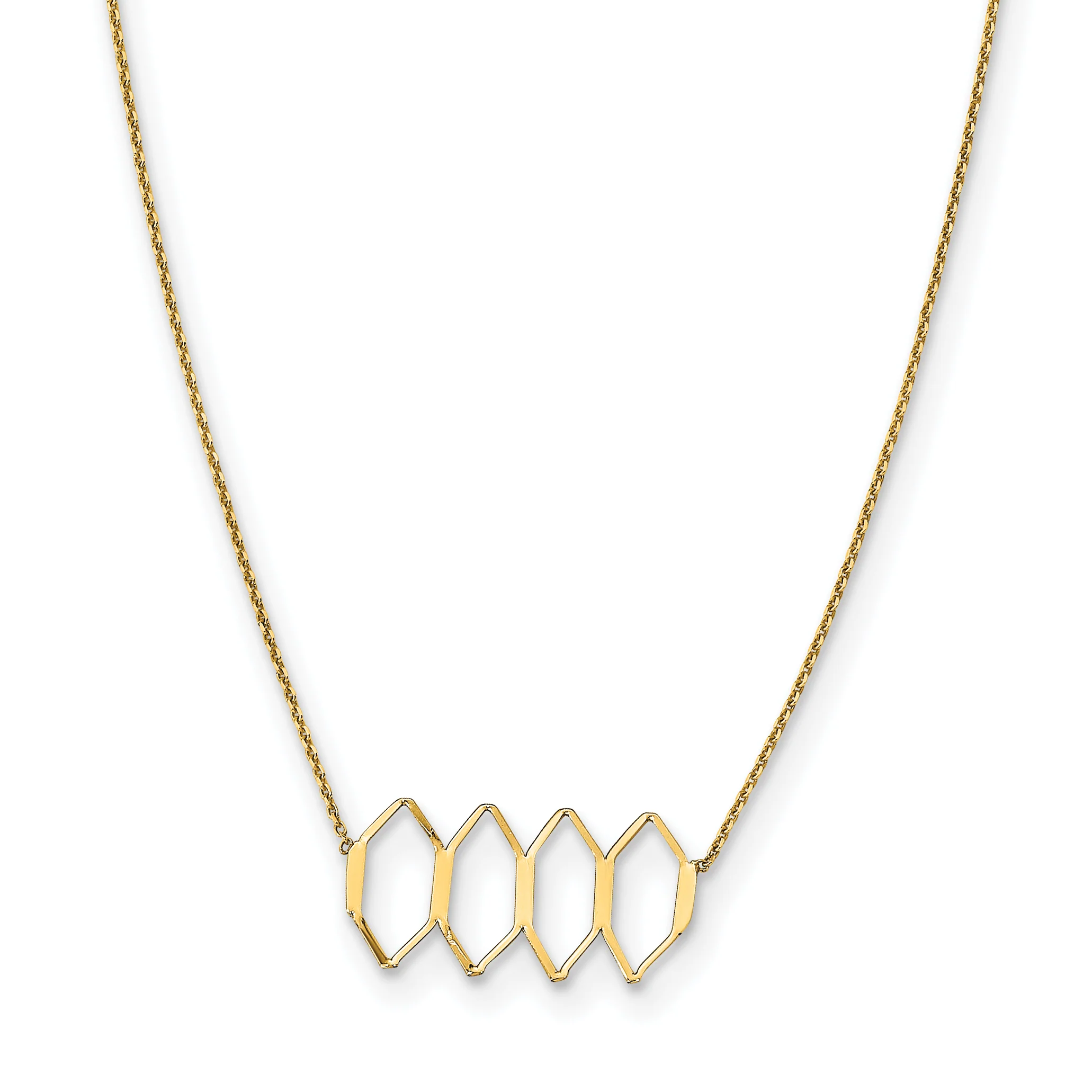 Collar de Oro 14K Pulido con Formas Elegantes y Extensión de 2 Pulgadas - Image 2