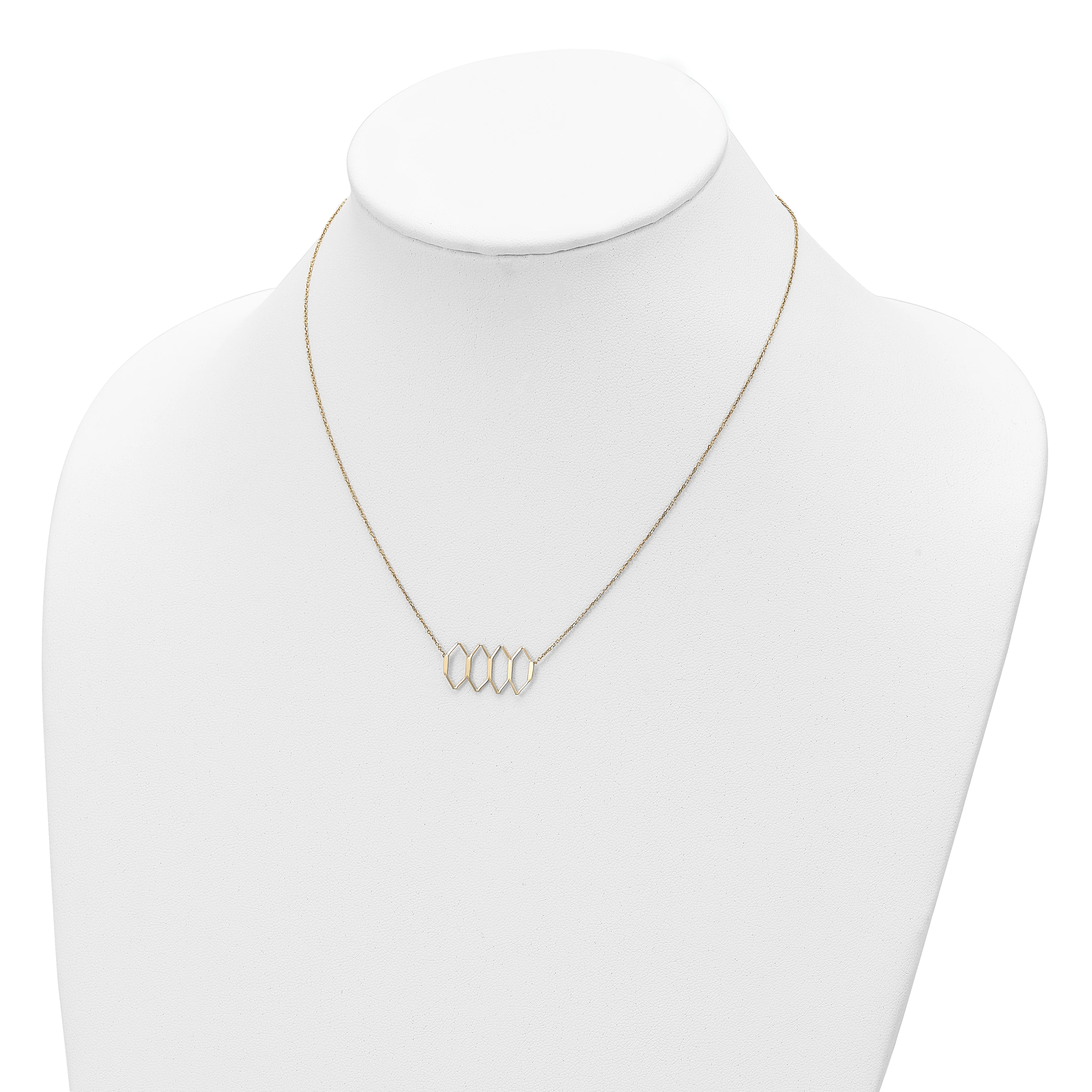 Collar de Oro 14K Pulido con Formas Elegantes y Extensión de 2 Pulgadas - Image 3