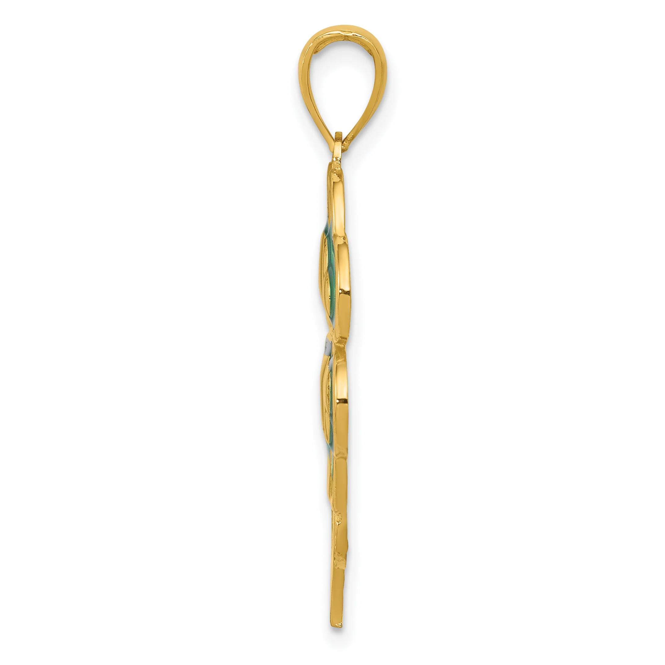 Colgante de Trébol de 4 Hojas en Oro de 14K con Puntas Esmaltadas - Image 2