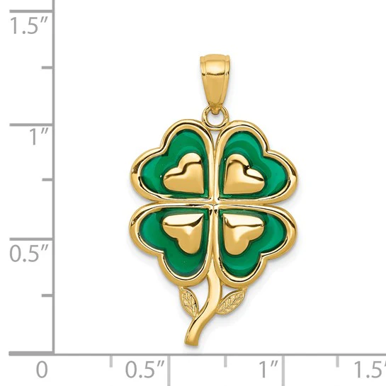 Colgante de Trébol de 4 Hojas en Oro de 14K con Puntas Esmaltadas - Image 4