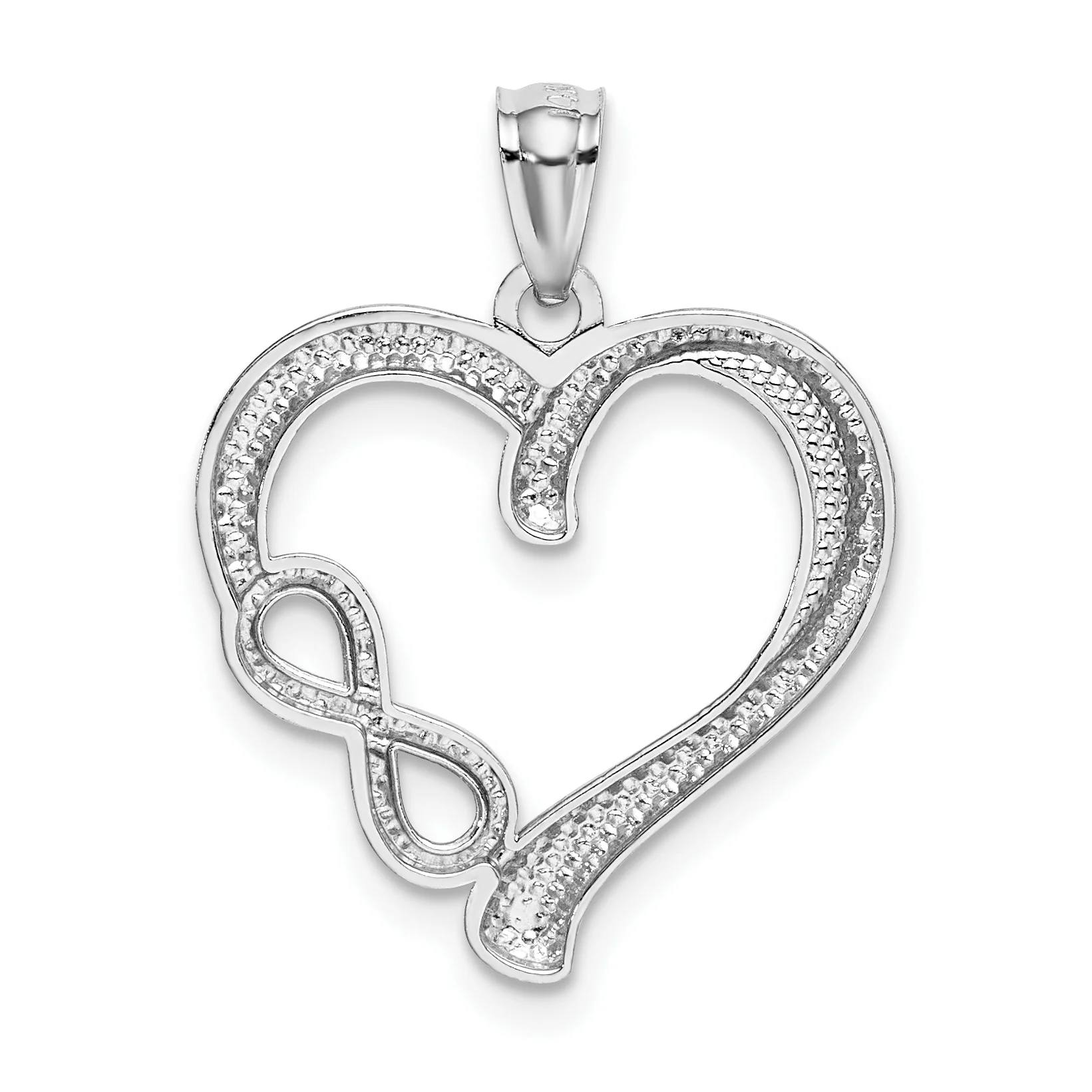 Dije Corazón Infinito Pequeño en Oro Blanco Pulido de 14K - Image 3