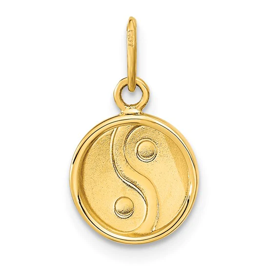 Dije Yin y Yang en Esmalte Negro/Blanco Pulido en Oro Amarillo de 14K - Image 4