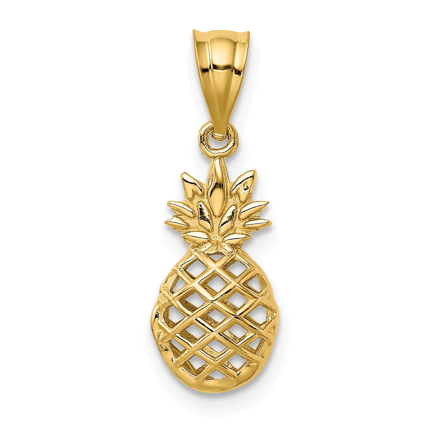 Colgante 3D de Piña Pulido en Oro Amarillo de 14K - Image 3