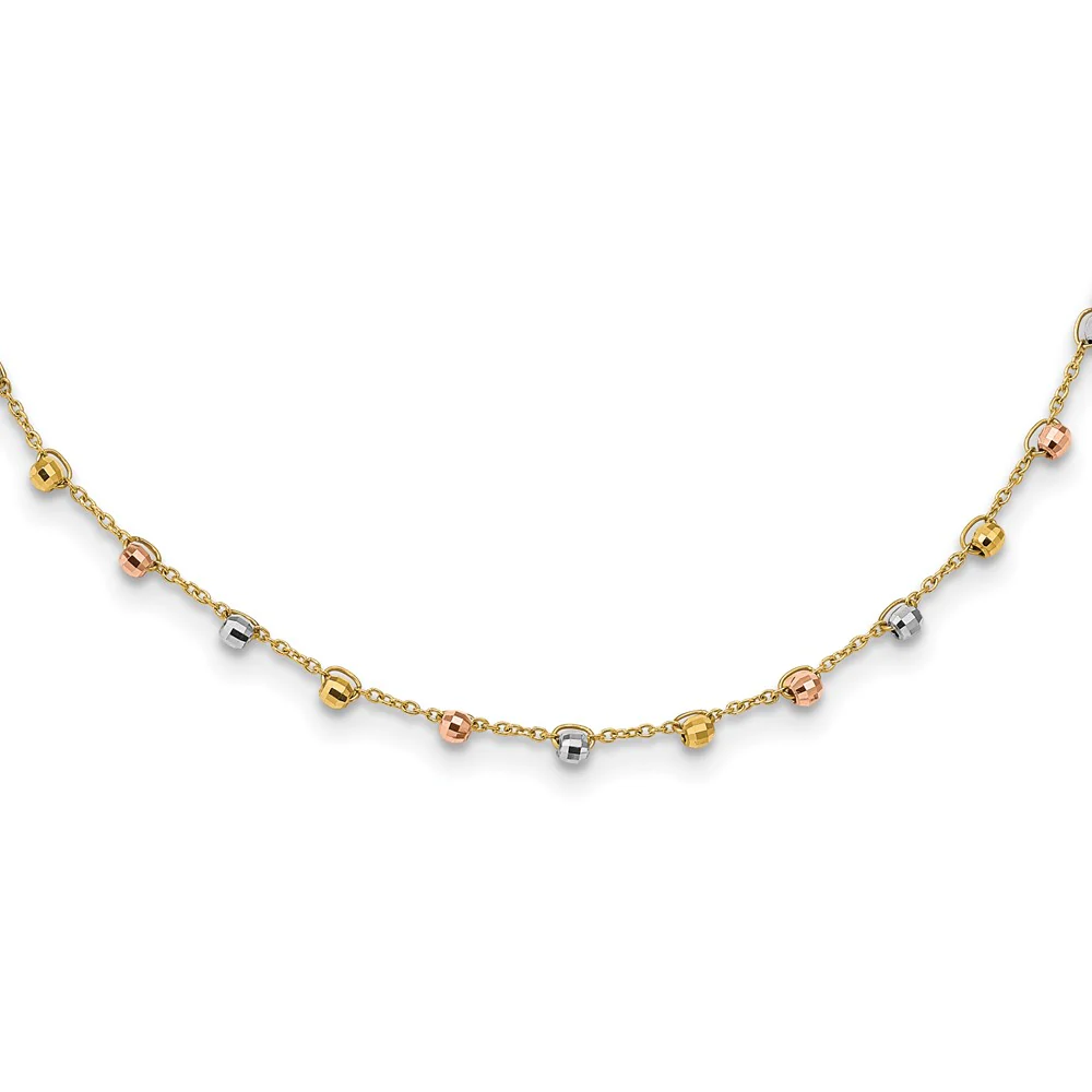 Collar de Perlas Tri-color 14K Pulido y D/C de 18 pulgadas - Image 2