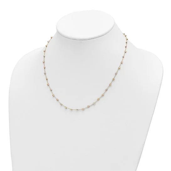 Collar de Perlas Tri-color 14K Pulido y D/C de 18 pulgadas - Image 6