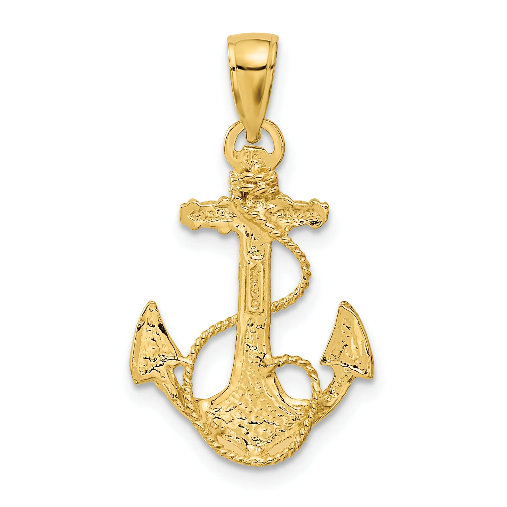 Colgante Ancla Pulido Sólido de 14k - Image 3