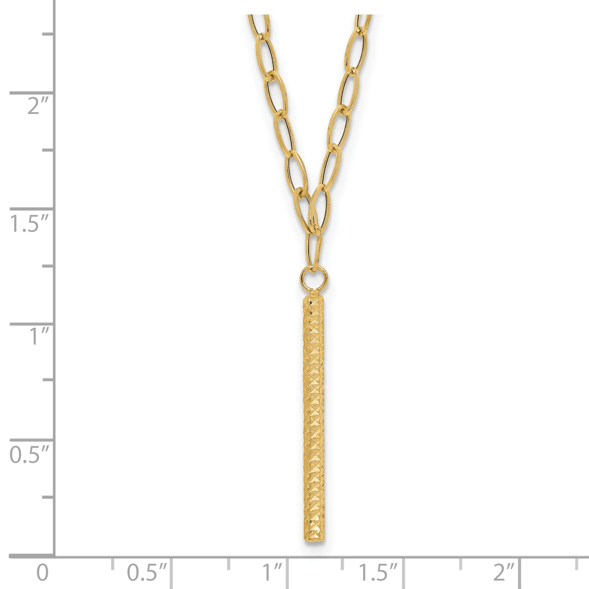 Collar de Barra 14K de eslabones ovalados pulidos con corte en diamante de 18 pulgadas - Image 3