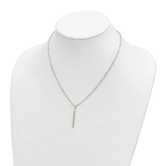 Collar de Barra 14K de eslabones ovalados pulidos con corte en diamante de 18 pulgadas - Image 4