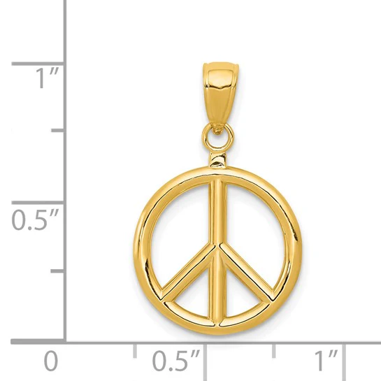 Dije de Símbolo de Paz en 3D Pulido de Oro 14K - Image 4