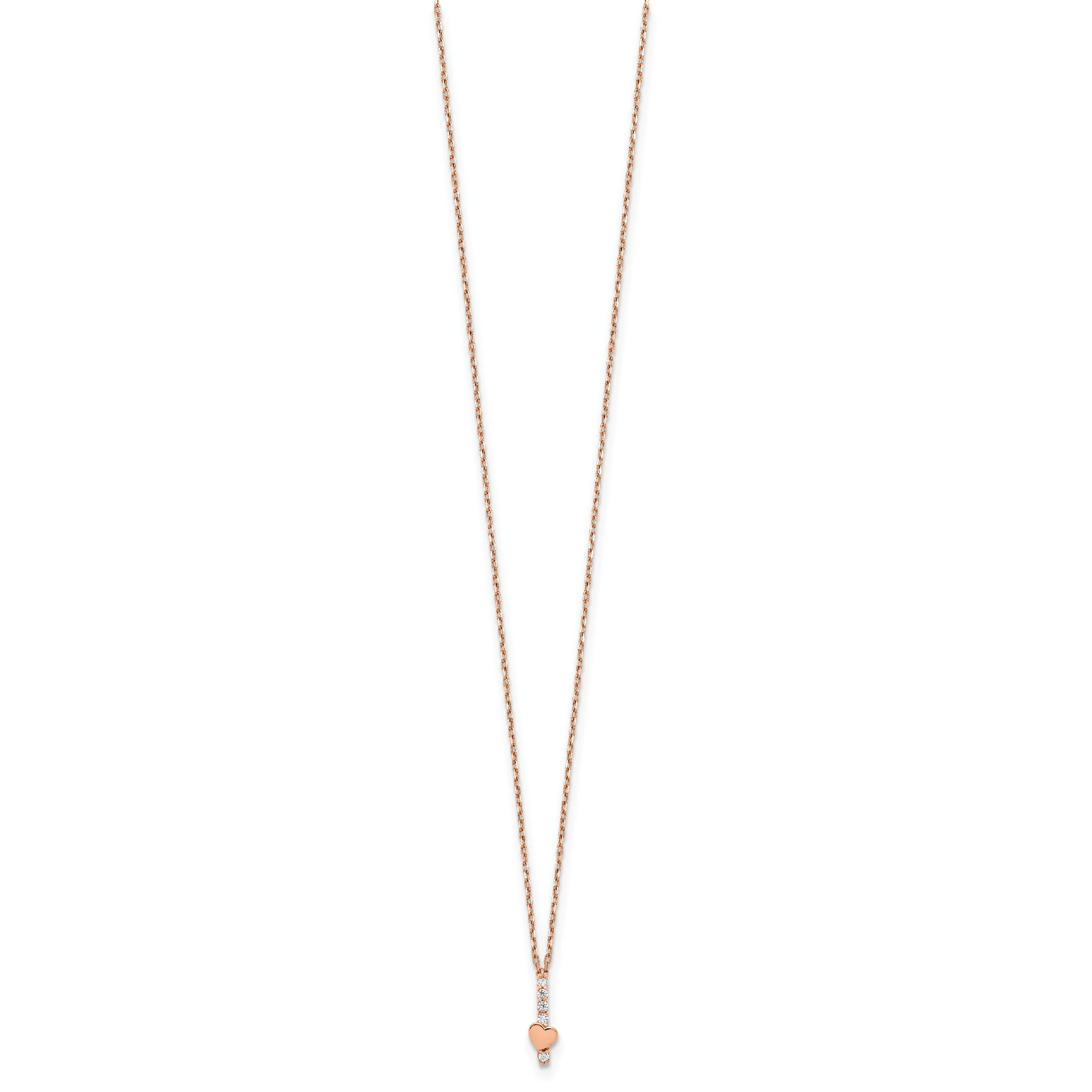 Collar con Corazón de CZ en Oro Rosa 14K Pulido con Extensor de 1.25 pulgadas - Image 2