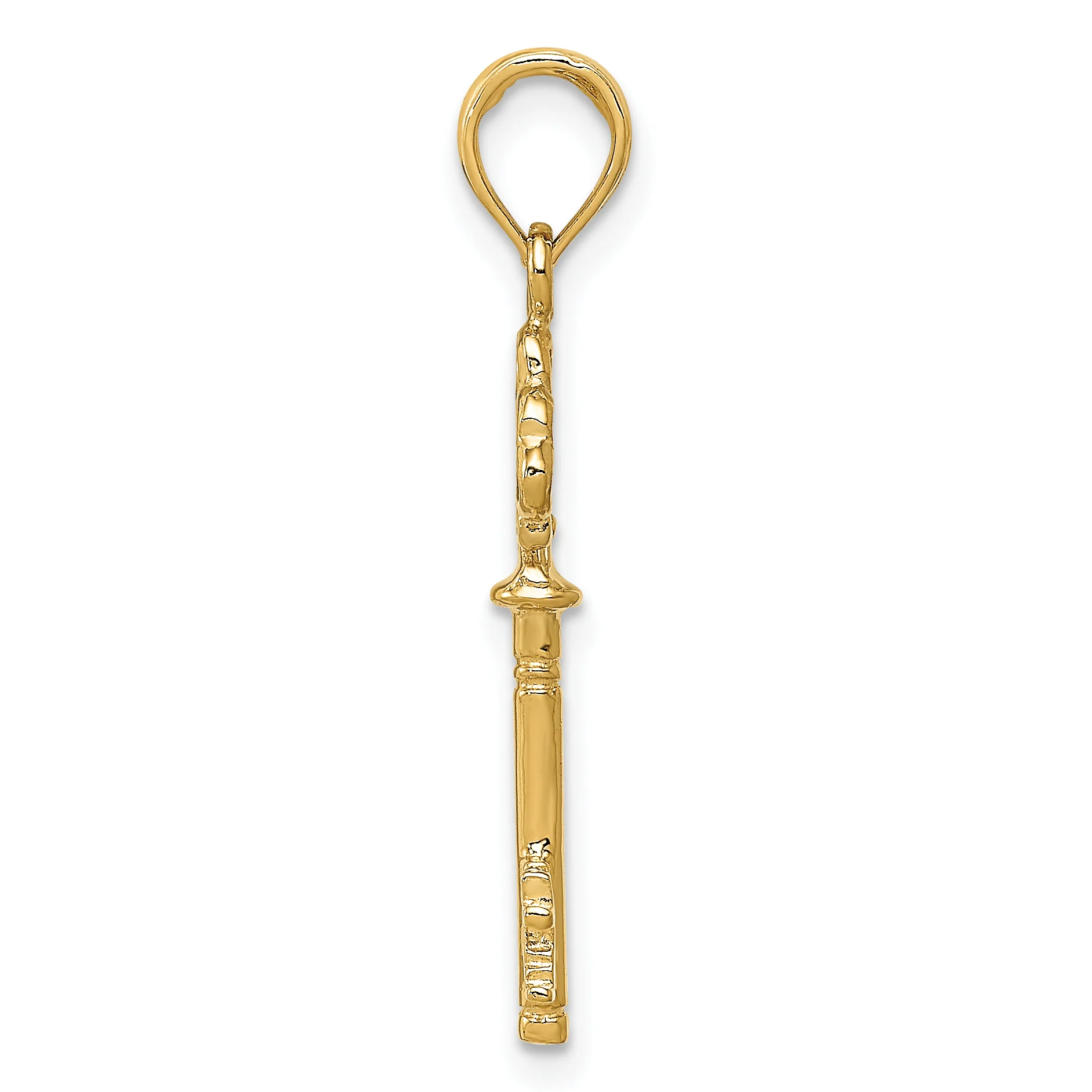 Dije Llave con Corazones en 3D en Oro Amarillo de 14k Pulido - Image 2
