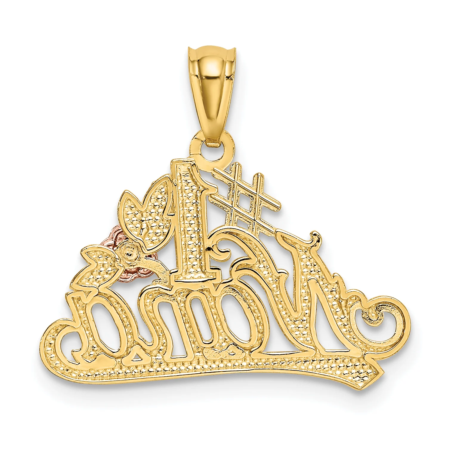 Dije "NANA" con Rosa en Oro de 14k Bicolor y Rodio Blanco DC #1 - Image 3