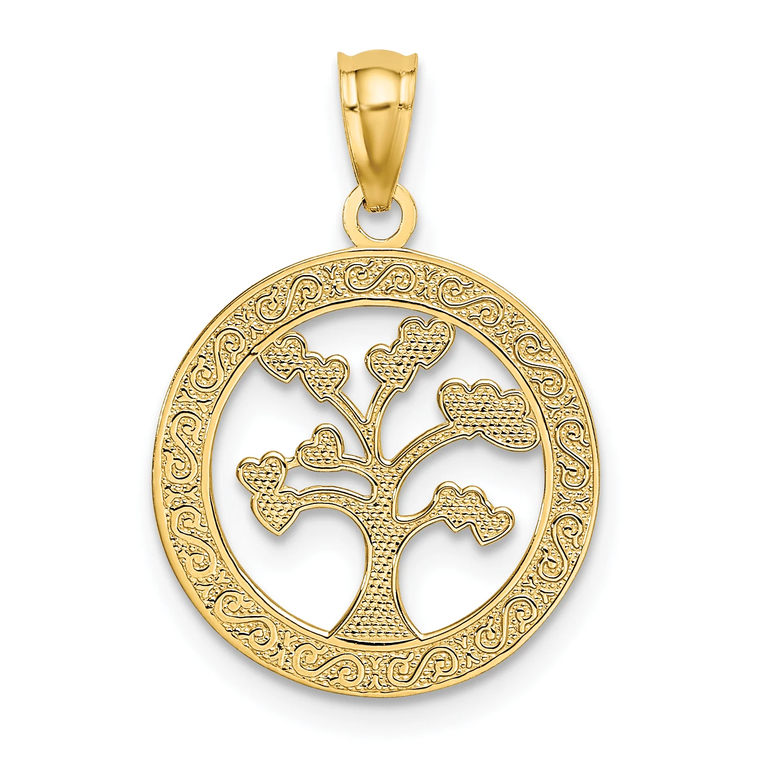 Colgante de Árbol "Una Familia Muchos Corazones" en Oro Pulido de 14K - Image 3