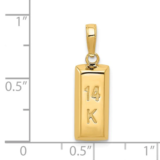 Colgante 3D de Barra de Oro en Oro Amarillo de 14K - Image 5