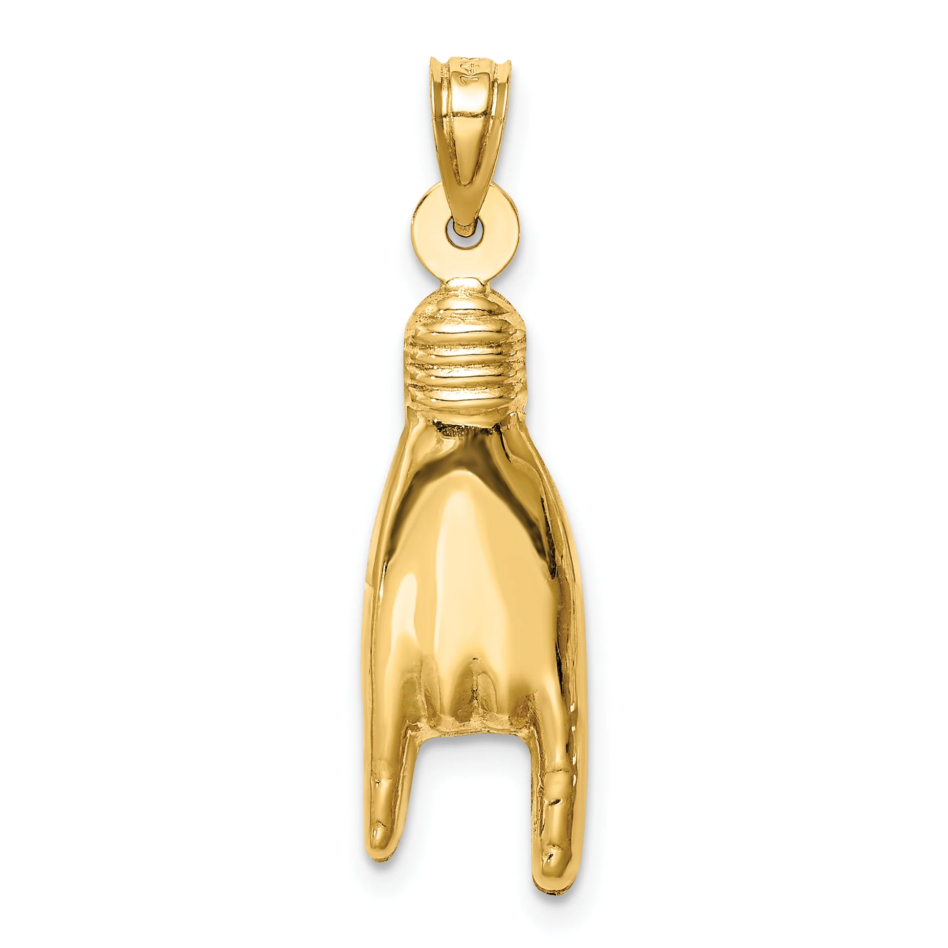 Dije 3D Hueco Signo de Rock On en Oro de 14k - Image 3
