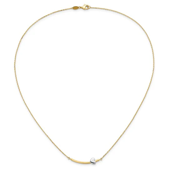 Collar con Corazón y Barra de 18 Pulgadas en Oro de 14k - Image 3