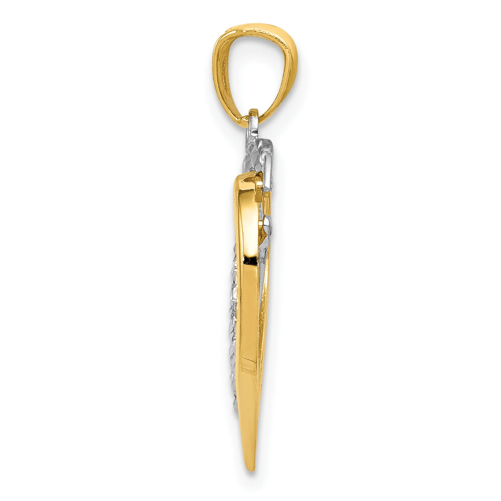 Colgante de Corazones Entretejidos Pulido con Corte de Diamante de Dos Tonos 14K - Image 2