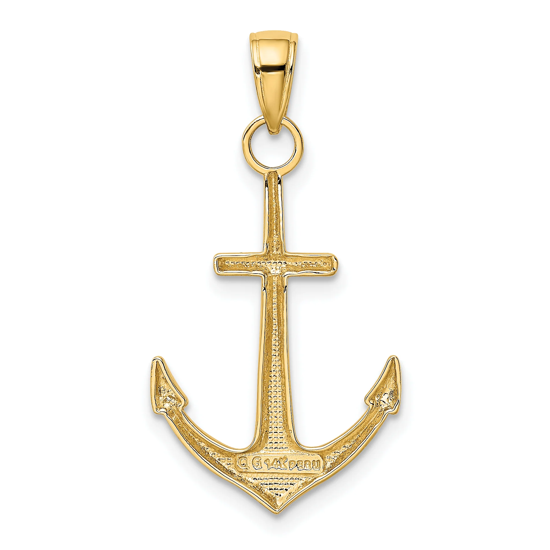 Colgante de Ancla Pulido en Oro de 14K - Image 3