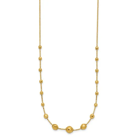 Collar de 14K con Cuentas Pulidas y Texturizadas de 17”Pulgadas - Image 4