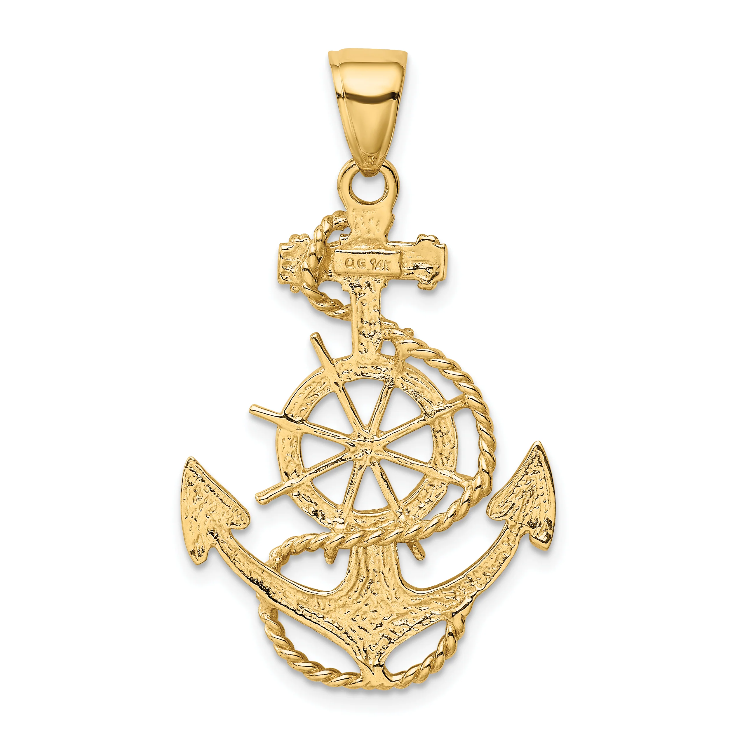 Dije Grande de Ancla con Rueda en Oro Amarillo 14K - Image 3