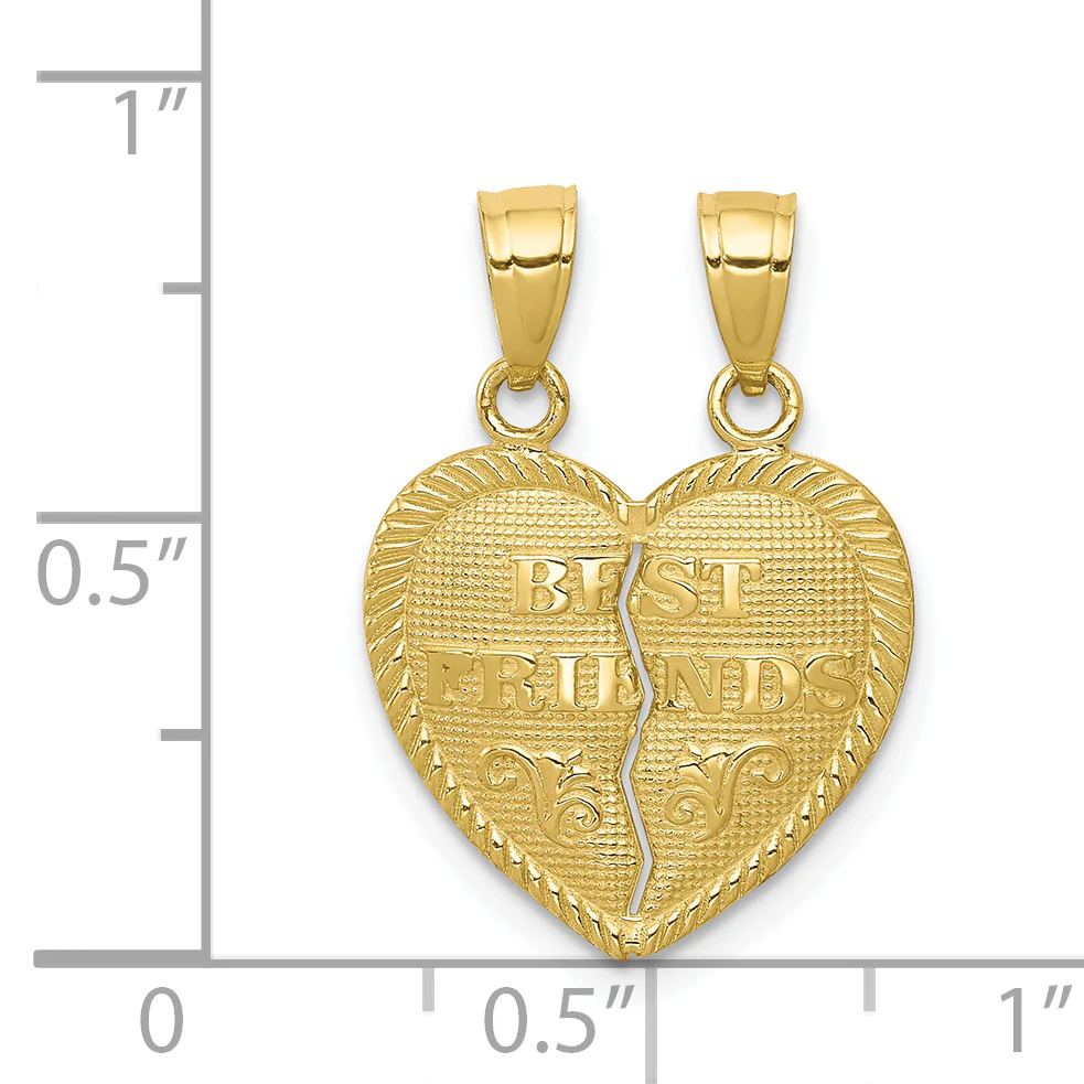Dije "Best Friends" Corazón Divisible en Oro de 10k - Image 3