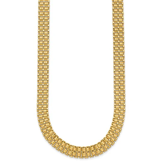 Collar de 14K con Patrón de Tejido en Canasta Cepillado y Pulido de 17”Pulgadas - Image 5
