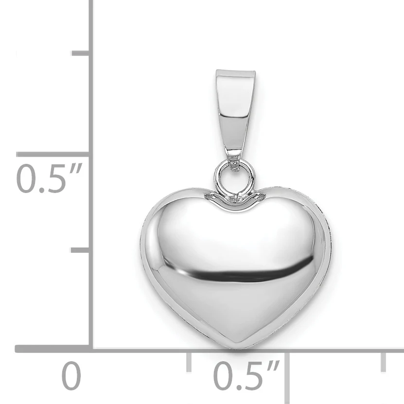 Colgante Corazón Hinchado 3D en Oro Blanco 14K - Image 3