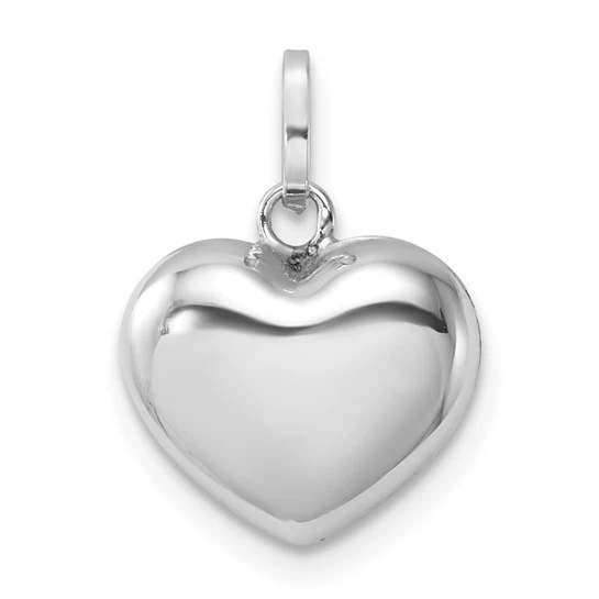 Colgante Corazón Hinchado 3D en Oro Blanco 14K - Image 4