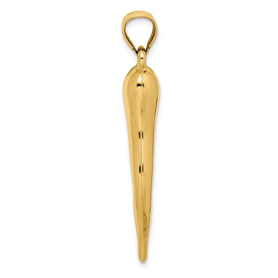 Colgante de Cuerno Italiano Hueco de Oro Amarillo 10K - Image 3