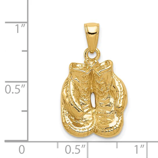 Colgante de Guantes de Boxeo en Oro Sólido de 14k con Acabado Pulido y Respaldo Abierto - Image 4