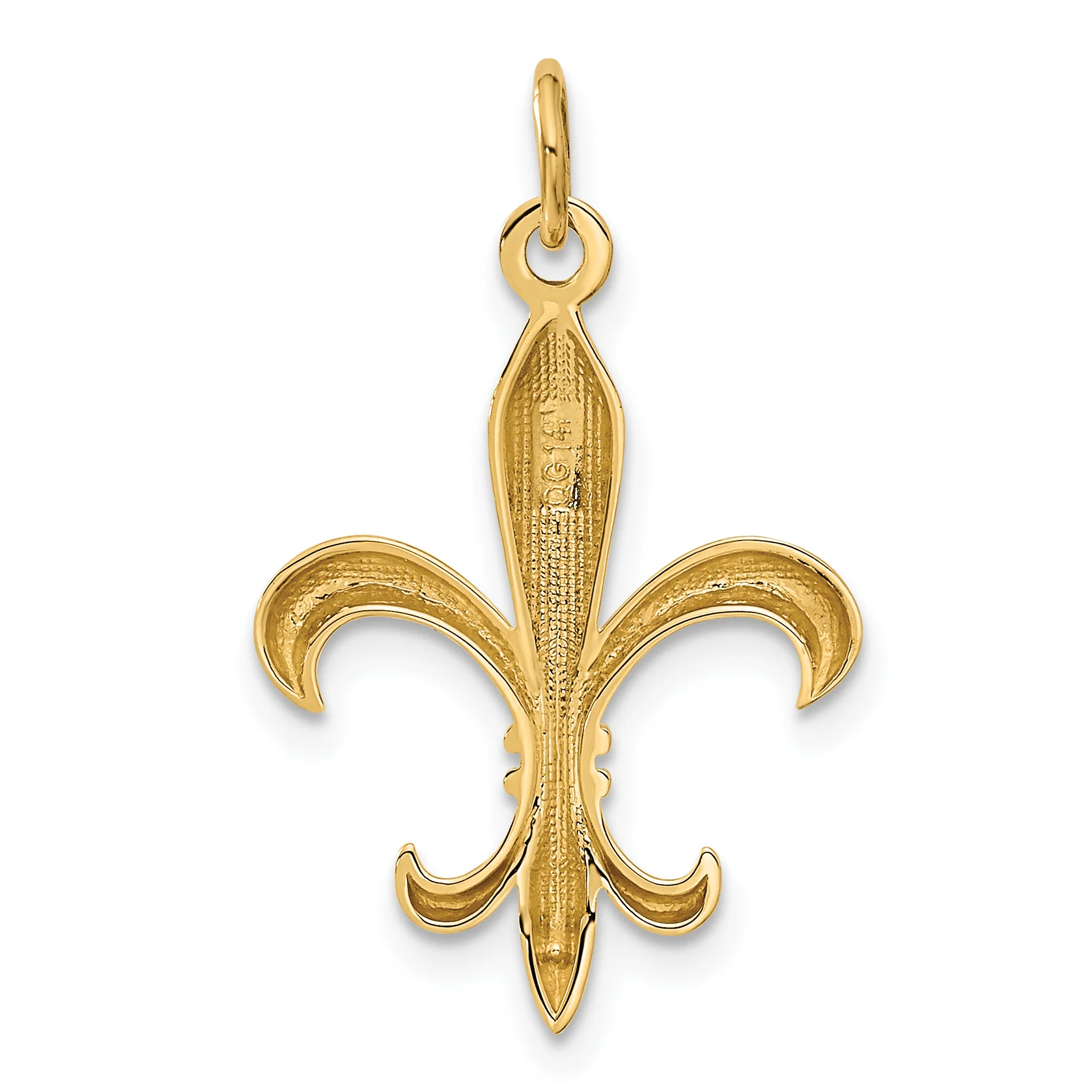 Dije de Flor de Lis en Oro de 14k – Hueco y Pulido - Image 3