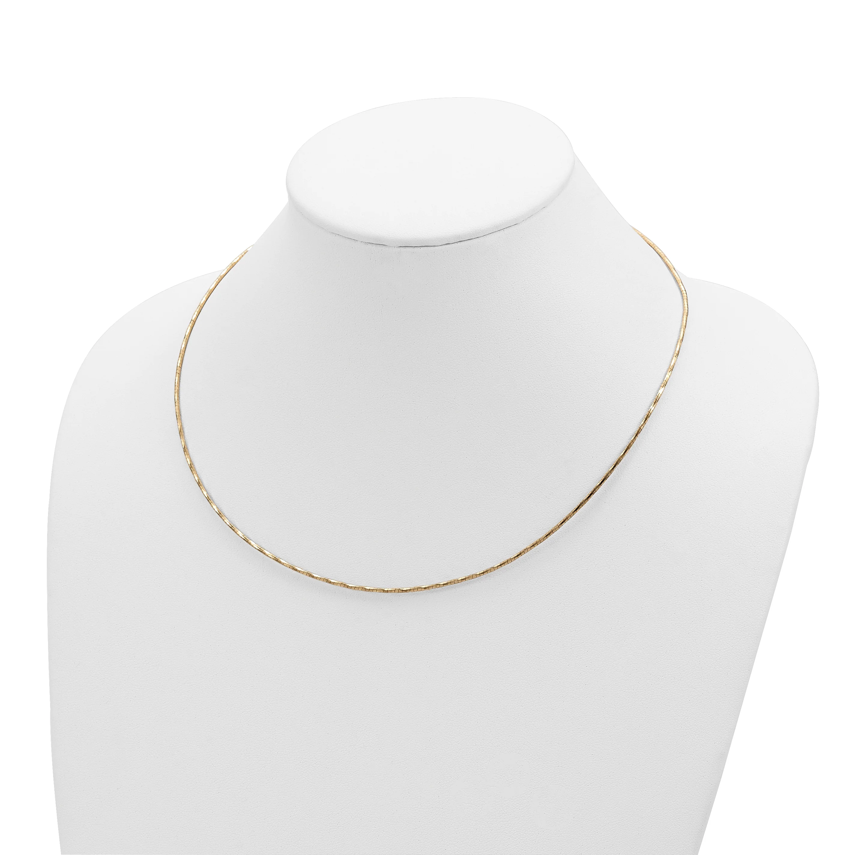 Collar Omega Retorcido Redondo en Oro Amarillo Pulido de 14K con Extensión de 2 pulgadas - Image 3