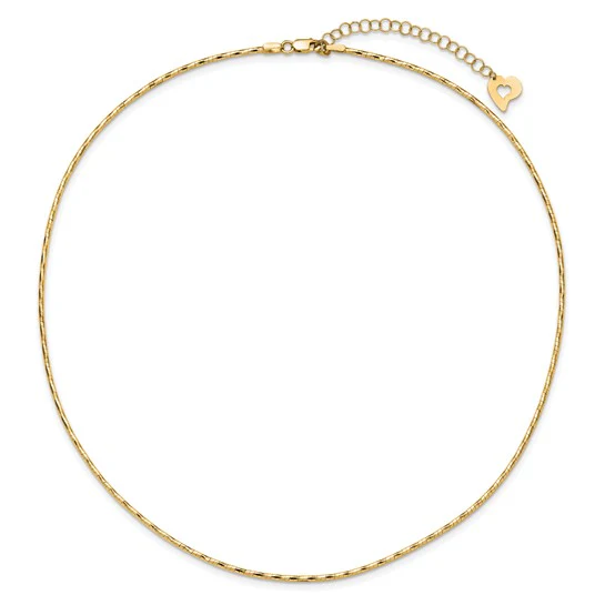 Collar Omega Retorcido Redondo en Oro Amarillo Pulido de 14K con Extensión de 2 pulgadas - Image 4