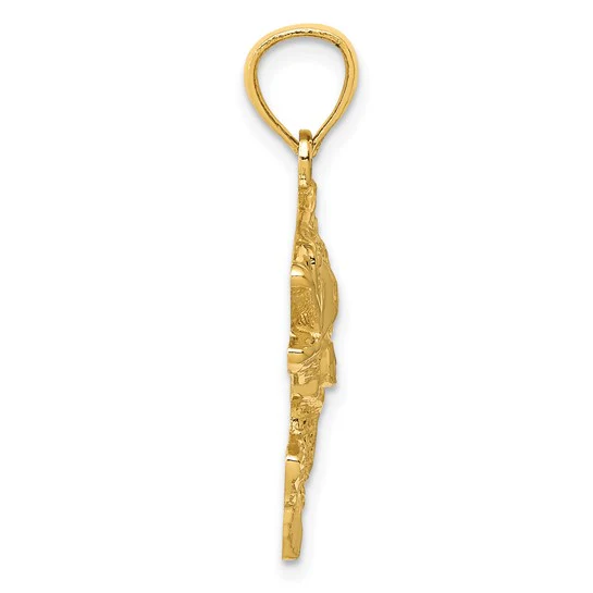 Colgante de Bajo en Oro Amarillo Pulido y Texturizado de 10K - Image 3