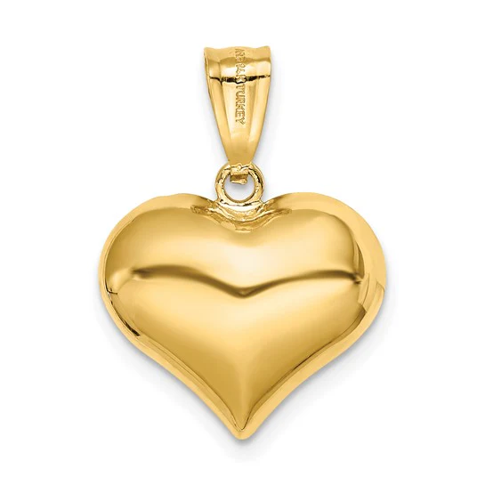 Colgante de Corazón 3D Texturizado y Pulido de 14K - Image 4