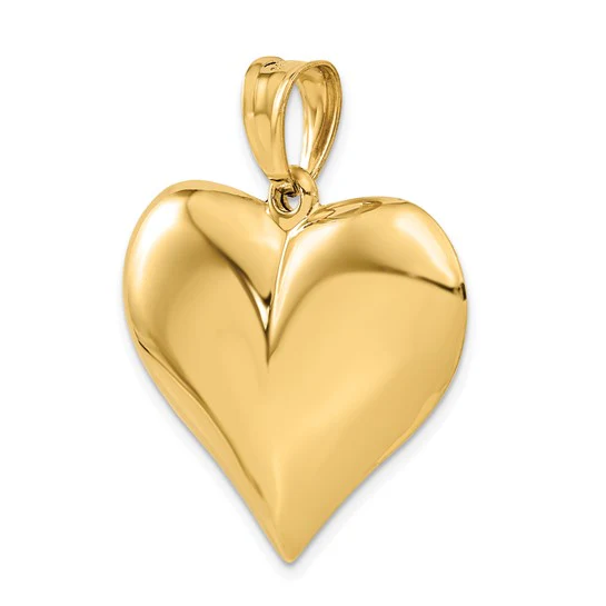 Colgante Corazón Inflado 3D en Oro de 14K Pulido - Image 4