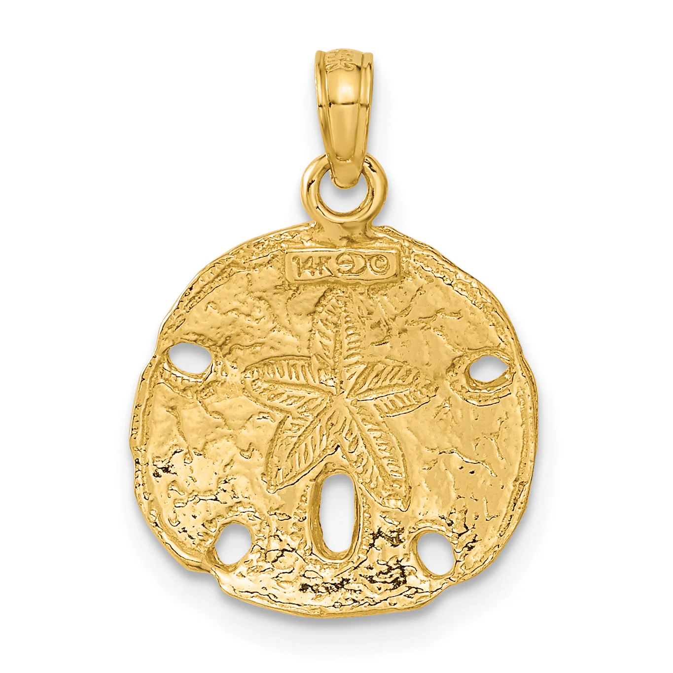 Colgante de Oro de 14K Pulido en Forma de "Sand Dollar" (Dólar de Arena) - Image 3