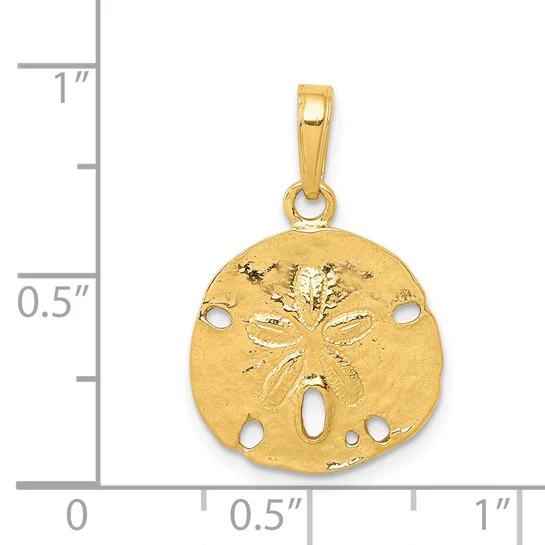 Colgante de Oro de 14K Pulido en Forma de "Sand Dollar" (Dólar de Arena) - Image 4