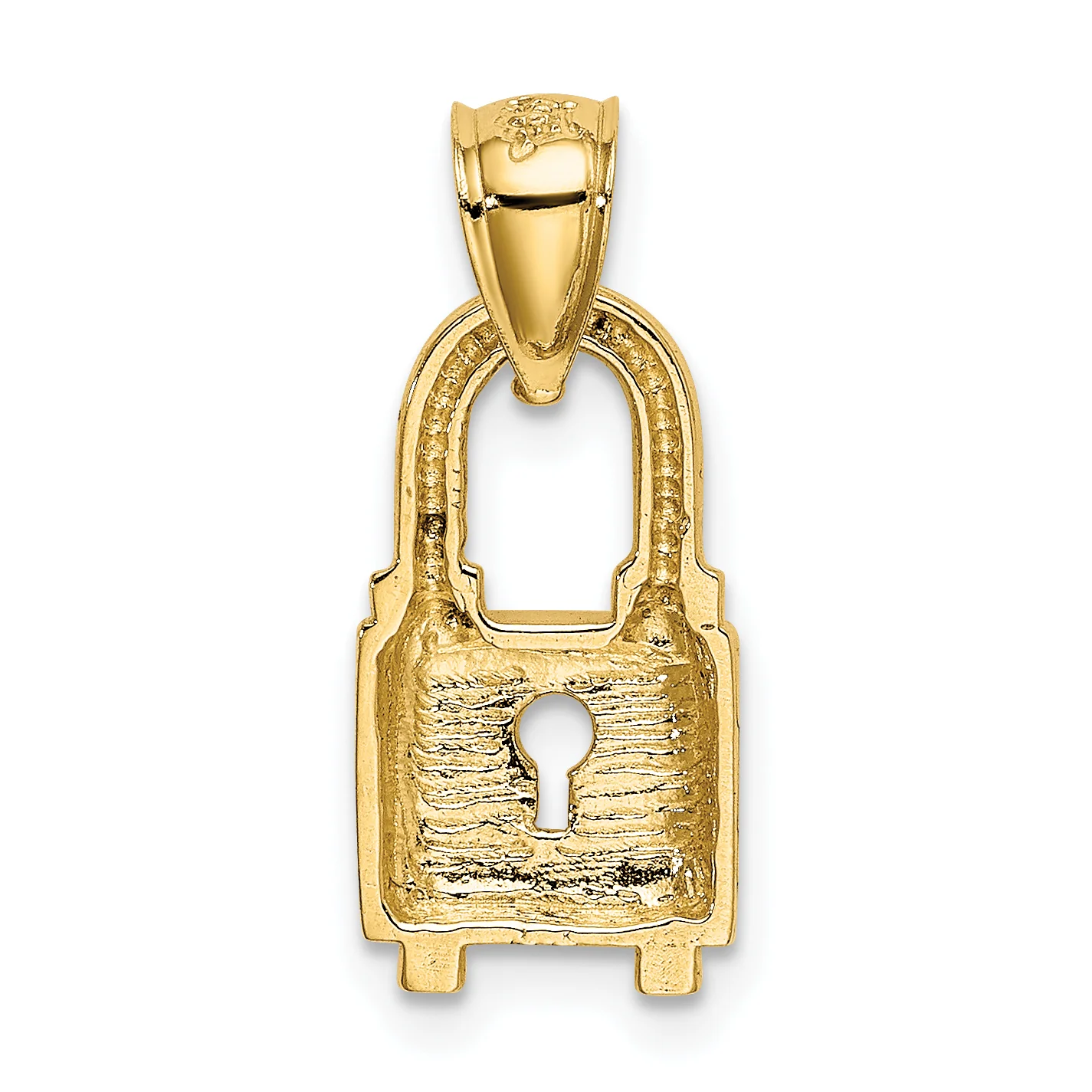 Dije de Cerradura Pulida en Oro de 14k - Image 3