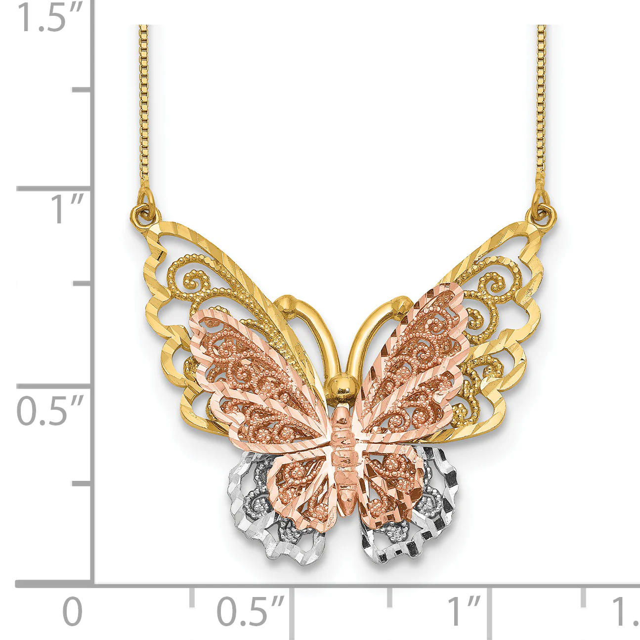 Collar de Mariposa en Oro Amarillo y Rosa de 14K con Rodio - Image 3