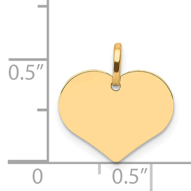Dije en Forma de Disco de Corazón Pulido en Oro Amarillo de 14K - Image 3