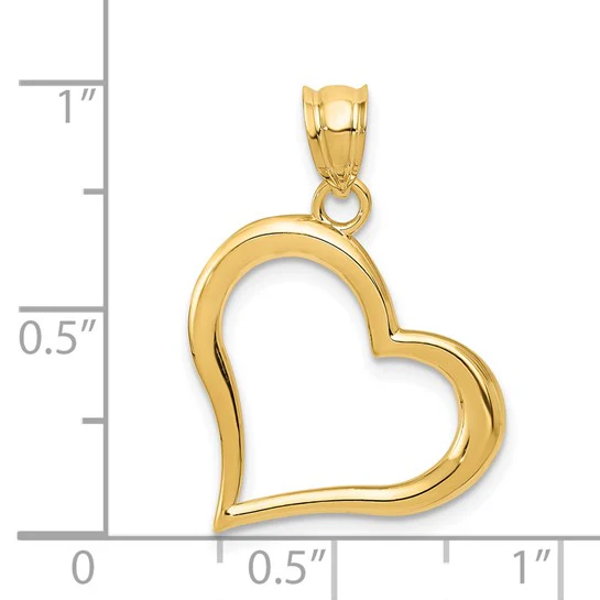 Dije Colgante de Corazón Pulido en Oro Amarillo de 14K - Image 4