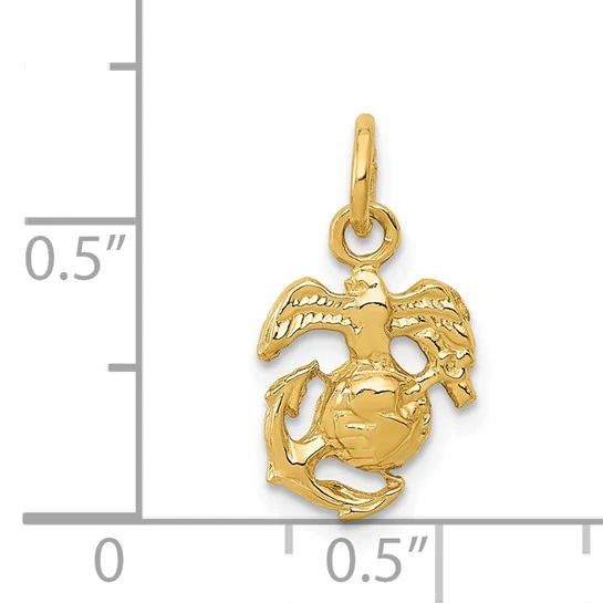 Dije del Cuerpo de Marines de los EE. UU. en Oro Amarillo de 14K - Image 5