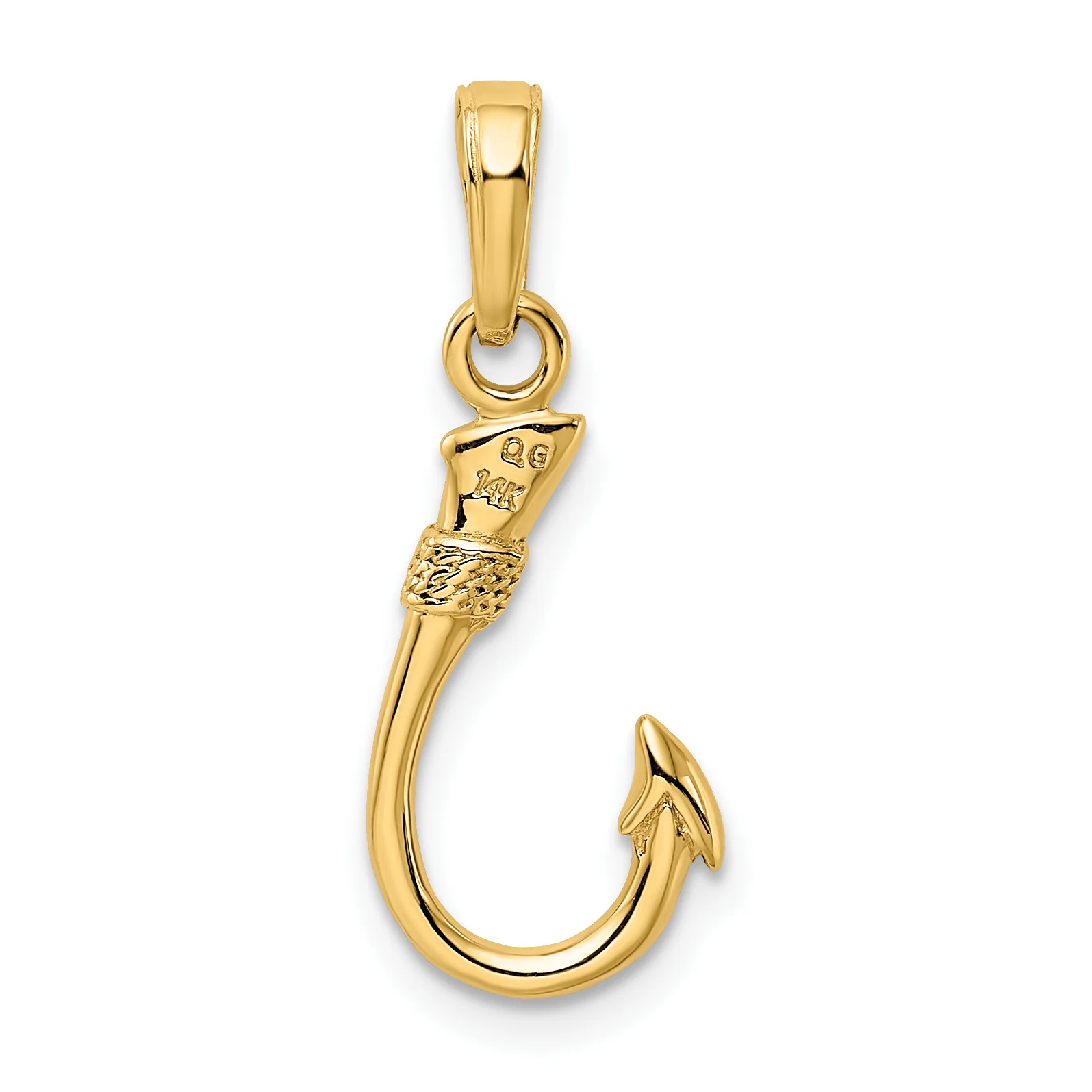 Colgante de Anzuelo 3D de Oro Amarillo de 14K - Image 3
