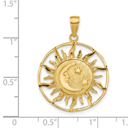 Dije de Sol con Luna y Estrellas en Oro Amarillo de 14K - Image 4