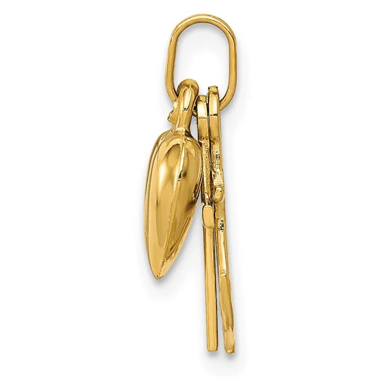Colgante Corazón Cruz Ancla en Oro de 14k Pulido - Image 5
