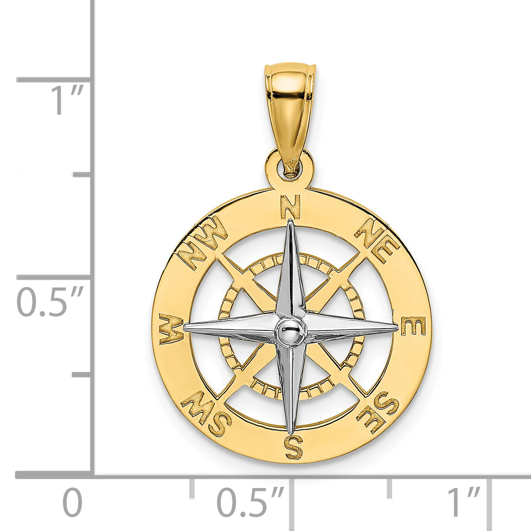 Dije de Brújula Náutica 14K con Aguja en Oro Blanco - Image 3