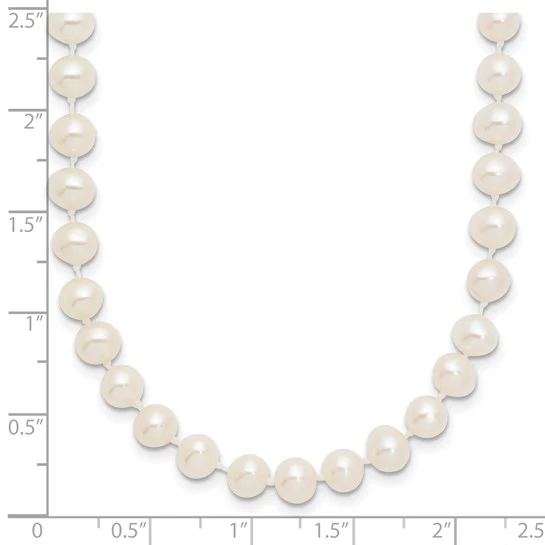 Collar de Perlas Cultivadas de Agua Dulce Blancas de 5-6 mm y 28 pulgadas de Largo, Oro 14k - Image 6
